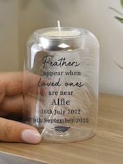 Personalised Memorial Feather Tealight Holder by PMC - Image 2 of 3