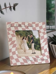 Personalised Checkerboard Ceramic 4x4 Frame by PMC - Image 1 of 3