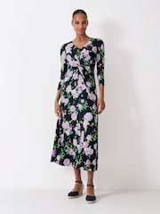 Crew Clothing Pink 3/4 Sleeve Floral Dress - Image 1 of 5