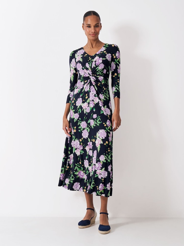 Crew Clothing Pink 3/4 Sleeve Floral Dress - Image 1 of 5 Crew Clothing Pink 3/4 Sleeve Floral Dress - Image 1 of 5