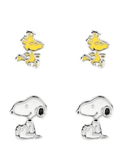 Peers Hardy Snoopy & Woodstock Stud Silver Tone Earrings Set - Image 1 of 3