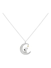 Peers Hardy Snoopy Stone Set Moon Silver Tone Necklace - Image 1 of 4