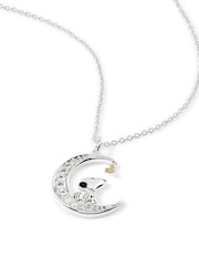 Peers Hardy Snoopy Stone Set Moon Silver Tone Necklace - Image 2 of 4