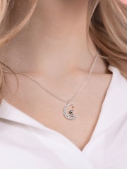 Peers Hardy Snoopy Stone Set Moon Silver Tone Necklace - Image 3 of 4