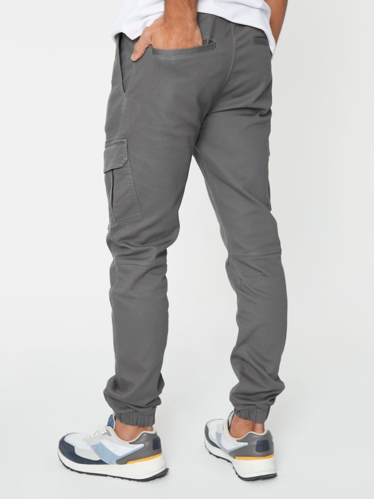 Threadbare Grey Slim Fit Cargo Pocket Jogger Style Trousers - Image 2 of 4 Threadbare Grey Slim Fit Cargo Pocket Jogger Style Trousers - Image 2 of 4