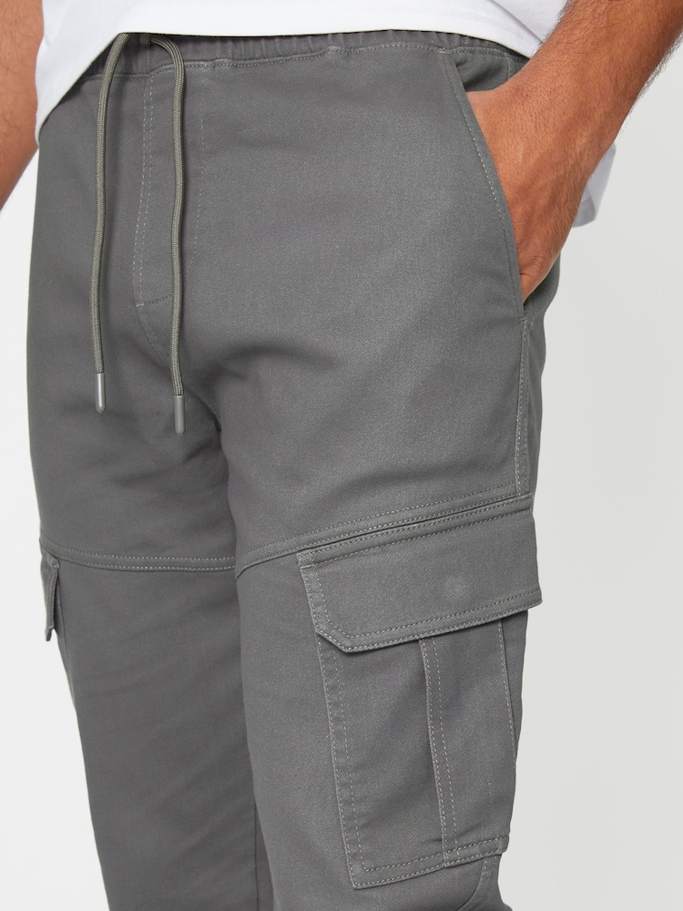 Threadbare Grey Slim Fit Cargo Pocket Jogger Style Trousers - Image 4 of 4 Threadbare Grey Slim Fit Cargo Pocket Jogger Style Trousers - Image 4 of 4