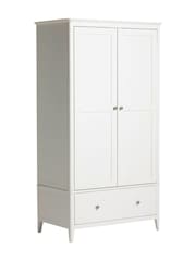 Barker and Stonehouse White Springwell Wooden 2 Door Hinged Wardrobe - Image 1 of 6