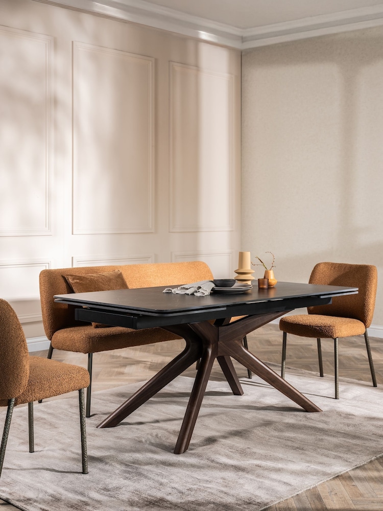 Barker and Stonehouse Black Khuno Marble Effect Extending Dining Table - Image 1 of 6