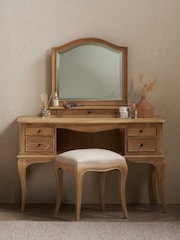 Barker and Stonehouse Natural Cecile Wooden French Style Upholstered Stool - Image 1 of 6