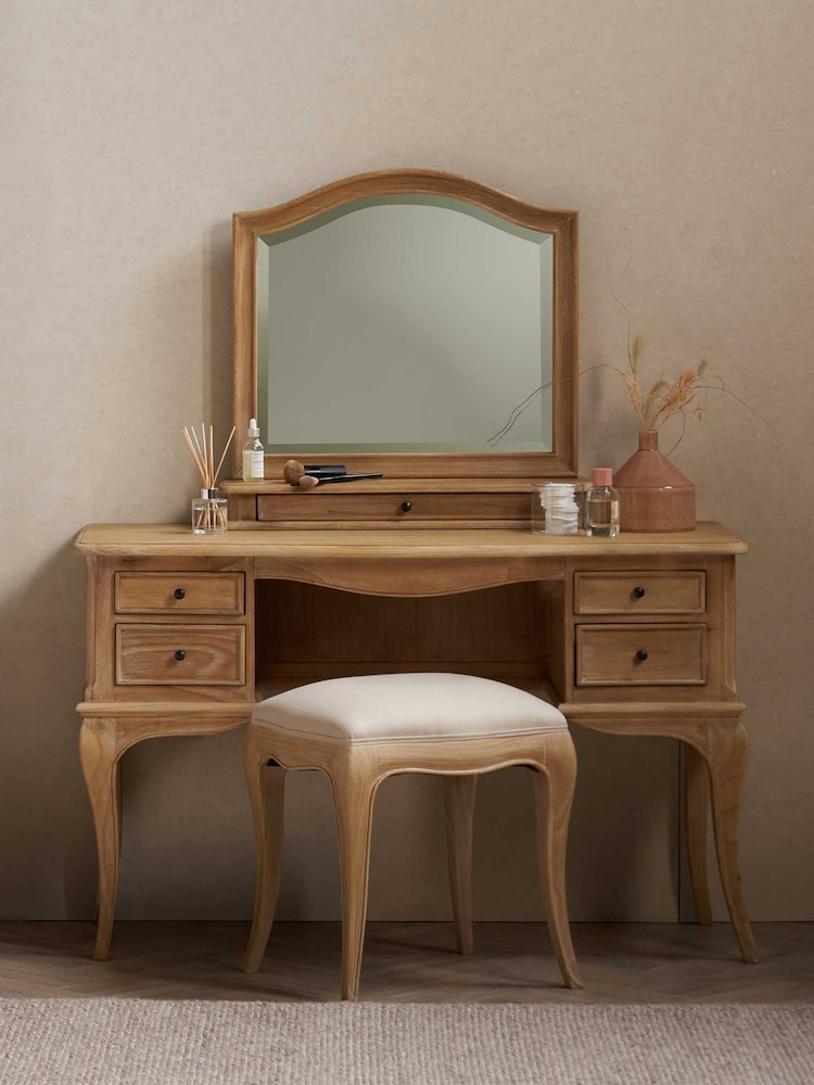 Barker and Stonehouse Natural Cecile Wooden French Style Upholstered Stool - Image 1 of 6 Barker and Stonehouse Natural Cecile Wooden French Style Upholstered Stool - Image 1 of 6