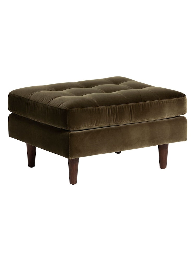 Barker and Stonehouse Green Hemingway Velvet Footstool - Image 1 of 6