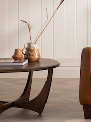 Barker and Stonehouse Brown Lockley Wood Round Coffee Table - Image 1 of 8