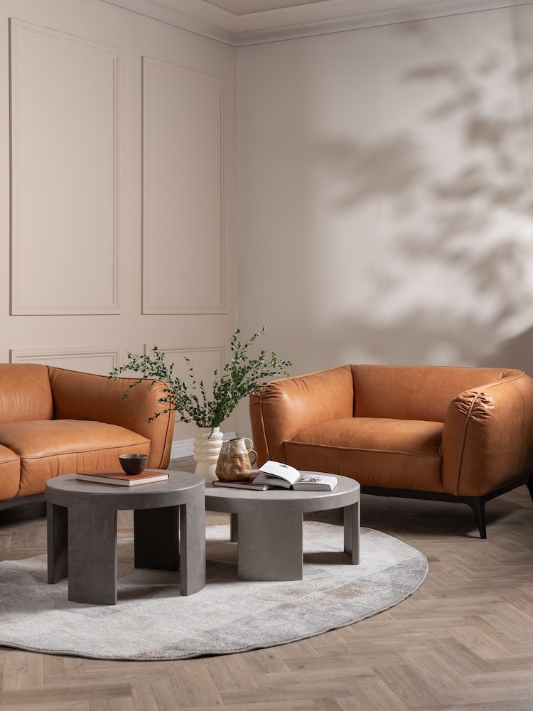 Barker and Stonehouse Brown Angus Leather Armchair with Wood Legs - Image 1 of 6 Barker and Stonehouse Brown Angus Leather Armchair with Wood Legs - Image 1 of 6