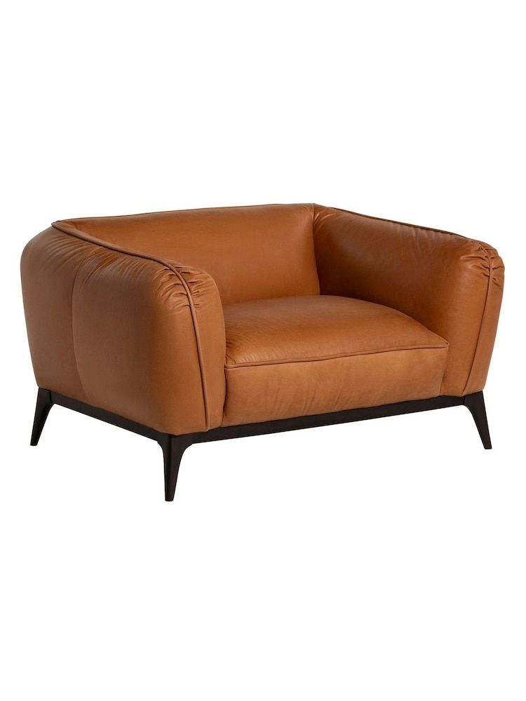 Barker and Stonehouse Brown Angus Leather Armchair with Wood Legs - Image 2 of 6 Barker and Stonehouse Brown Angus Leather Armchair with Wood Legs - Image 2 of 6