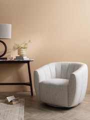 Barker and Stonehouse Natural Fontana Fabric Swivel Armchair - Image 1 of 6