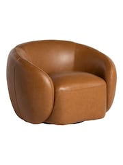 Barker and Stonehouse Brown Gardin Leather Swivel Chair - Image 1 of 6