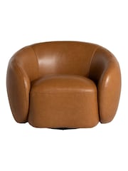Barker and Stonehouse Brown Gardin Leather Swivel Chair - Image 2 of 6