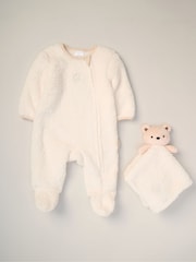 Rock-A-Bye Baby Boutique bela (sintetična tkanina) borg pajac in odejo komplet - Slika 1 iz 1