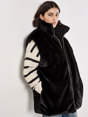 Apricot Black Reversible Oversized Puffer Jacket - Image 1 of 6