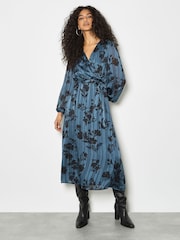 Apricot Blue Floral Print Midaxi Dress - Image 1 of 4