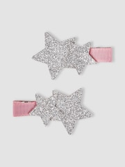 JoJo Maman Bébé Silver 2-Pack Star Glitter Clips - Image 3 of 3