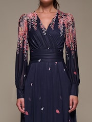 Jolie Moi Pink Long Sleeve Printed Mesh Midaxi Dress - Image 6 of 6
