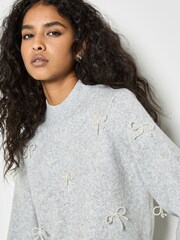 Apricot Grey Pearl Bows Jumper - Image 4 of 4