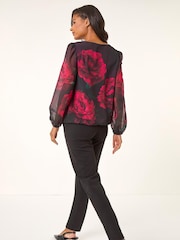 Roman Floral Print Sequin Blouse - Slika 3 iz 5