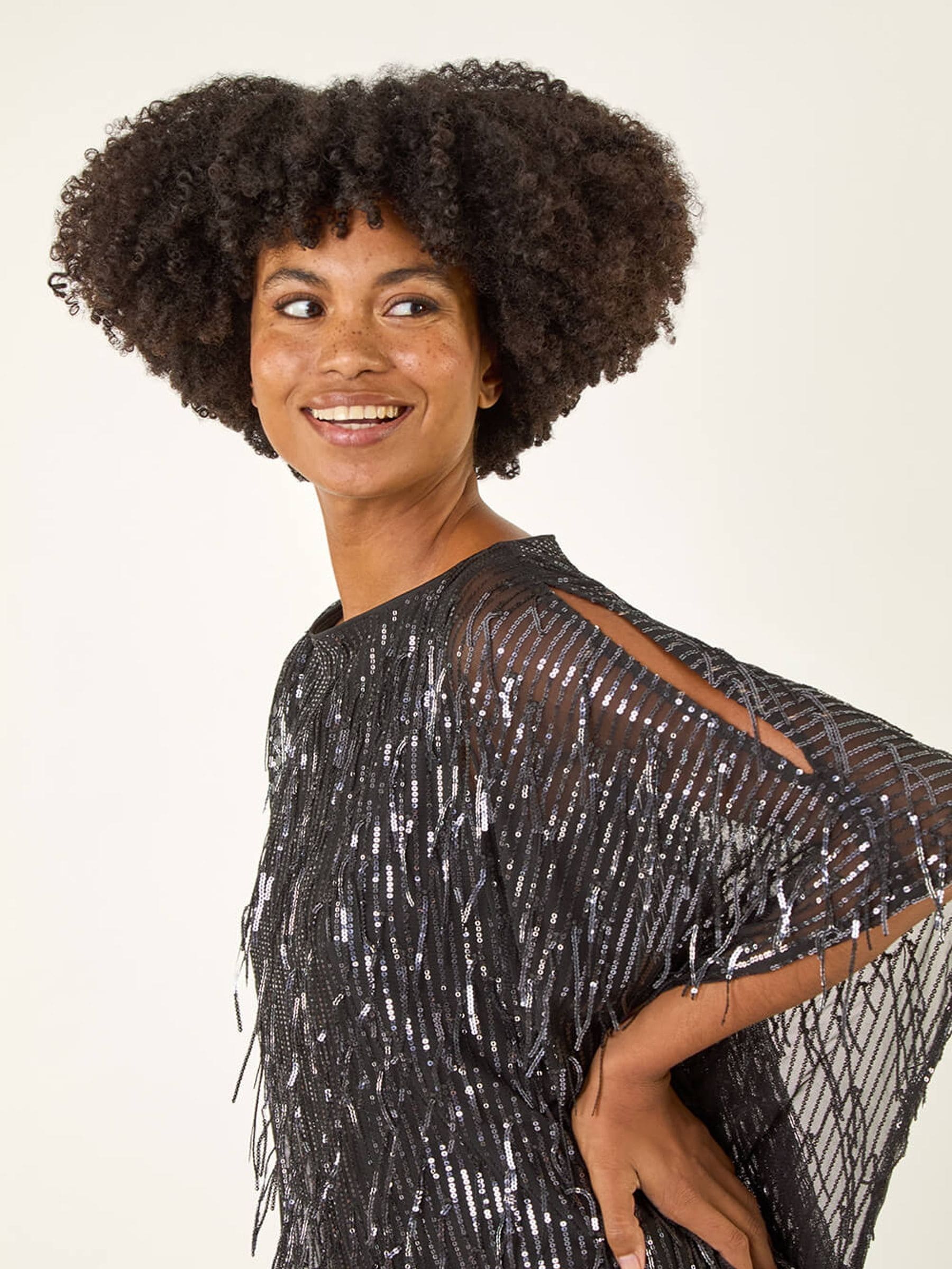 Buy Roman Grey Sequin Mesh Chiffon Hem Tunic Top from Next USA