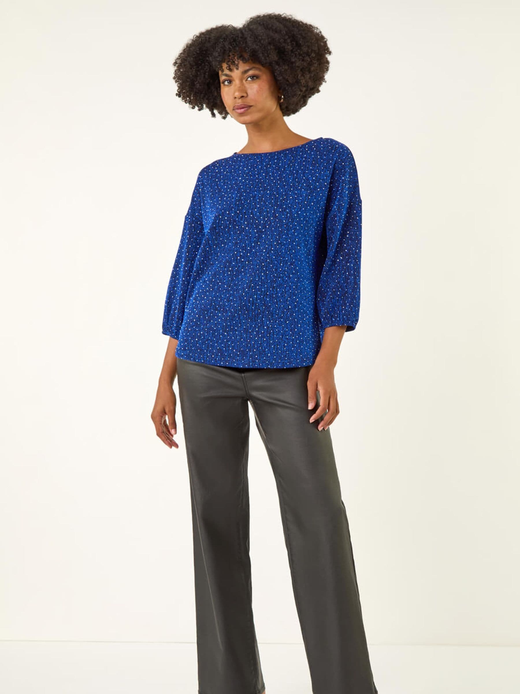Buy Roman Blue Textured Stretch T-Shirt from Next USA