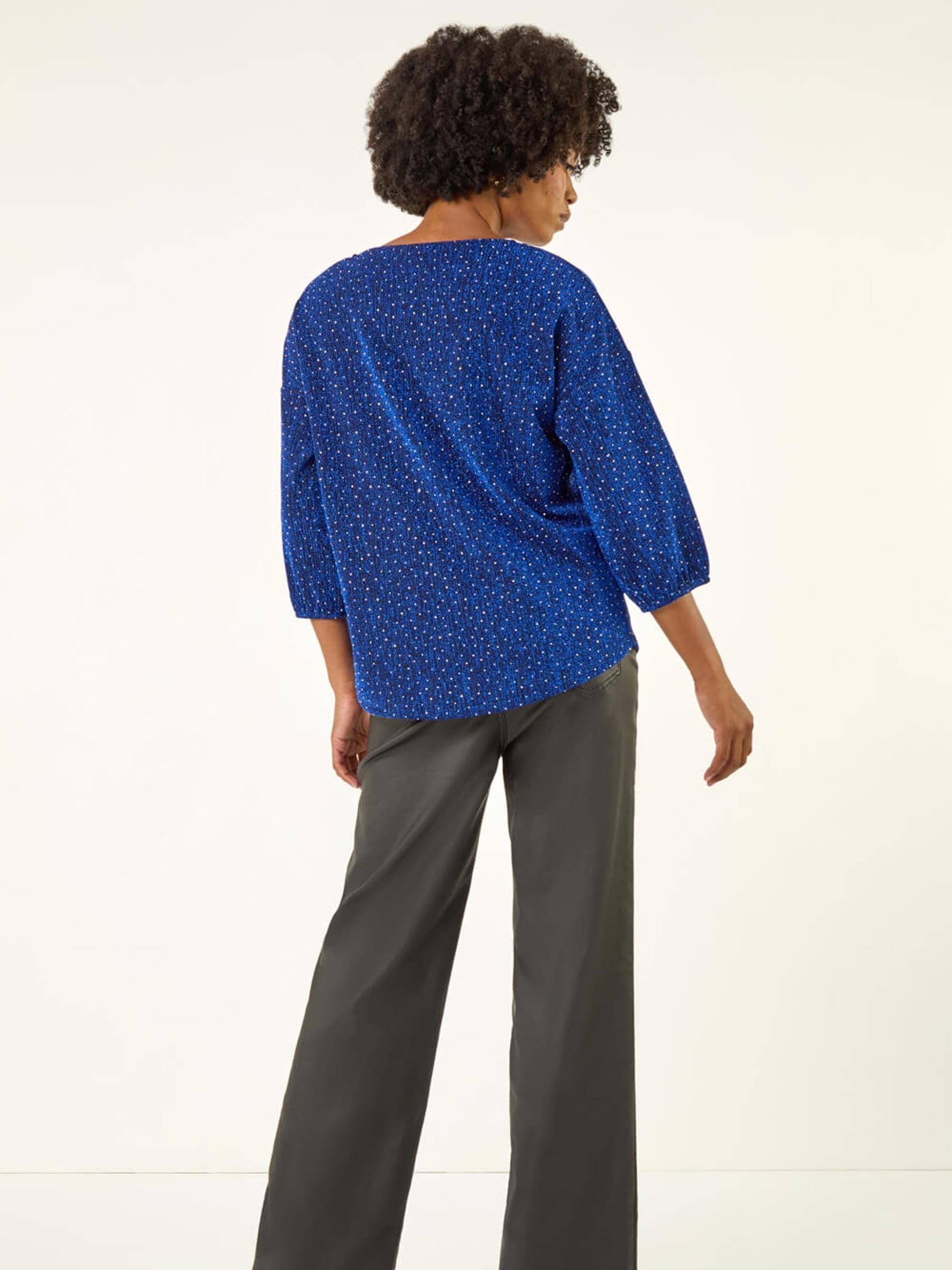 Buy Roman Blue Textured Stretch T-Shirt from Next USA