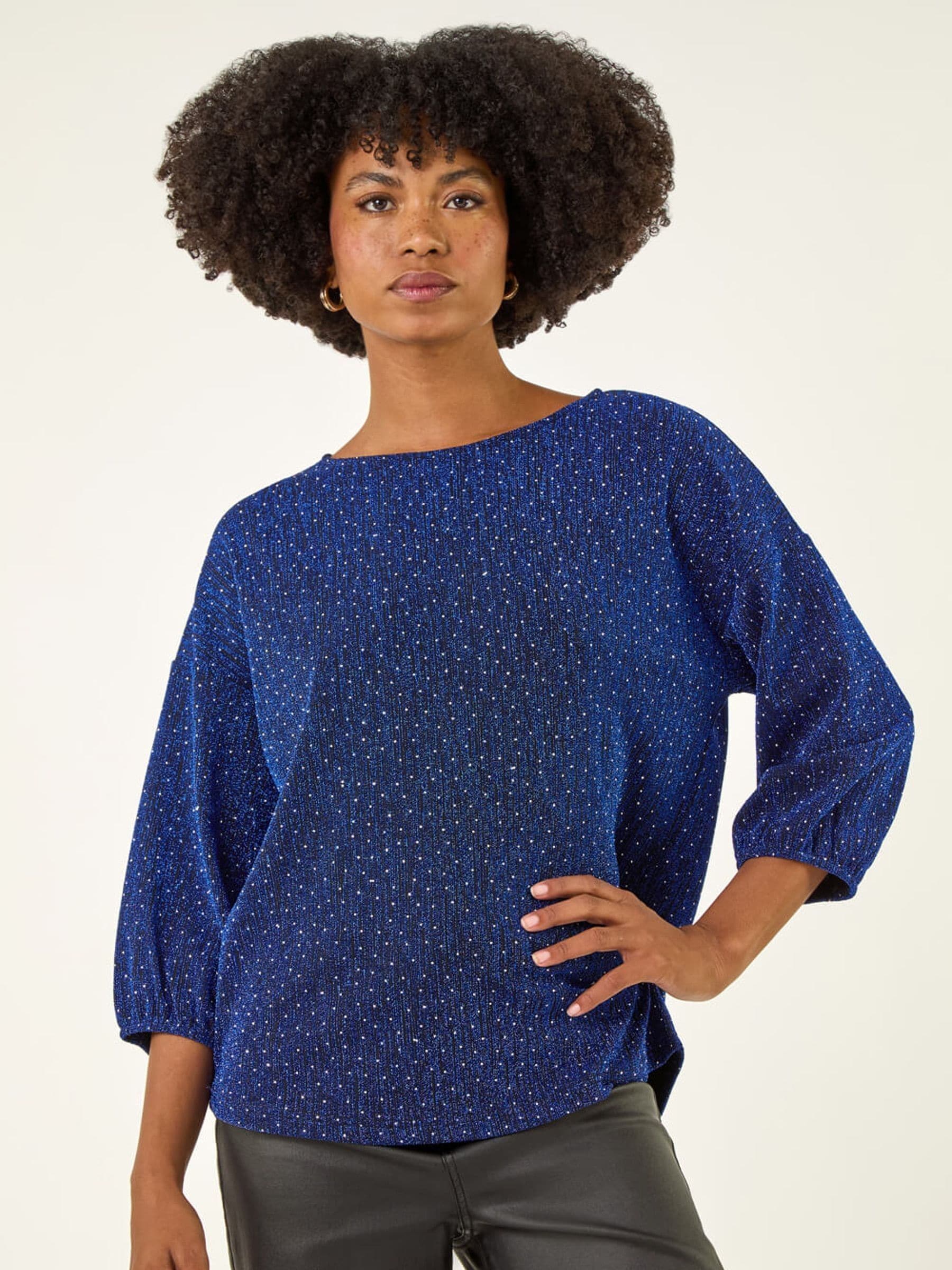 Buy Roman Blue Textured Stretch T-Shirt from Next USA