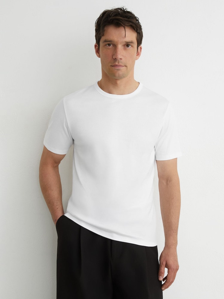Reiss White/Navy/Sage Bless 3 Pack Cotton Crew-Neck Tailored-Fit T-Shirts 3-Pack - Image 6 of 6 Reiss White/Navy/Sage Bless 3 Pack Cotton Crew-Neck Tailored-Fit T-Shirts 3-Pack - Image 6 of 6