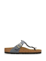 Birkenstock Grey Gizeh Oiled Leather Braided Sandals - Image 5 of 7