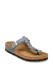 Birkenstock Grey Gizeh Oiled Leather Braided Sandals - Image 6 of 7