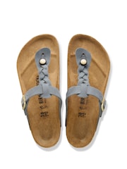 Birkenstock Grey Gizeh Oiled Leather Braided Sandals - Image 7 of 7