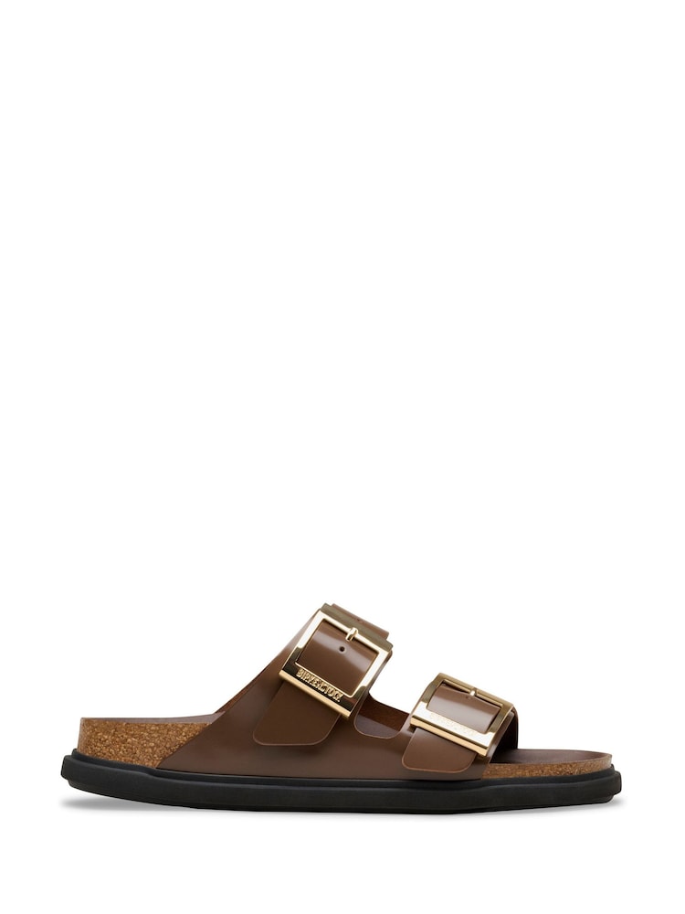 Birkenstock Brown High Shine Leather Arizona Sandals - Image 1 of 1 Birkenstock Brown High Shine Leather Arizona Sandals - Image 1 of 1