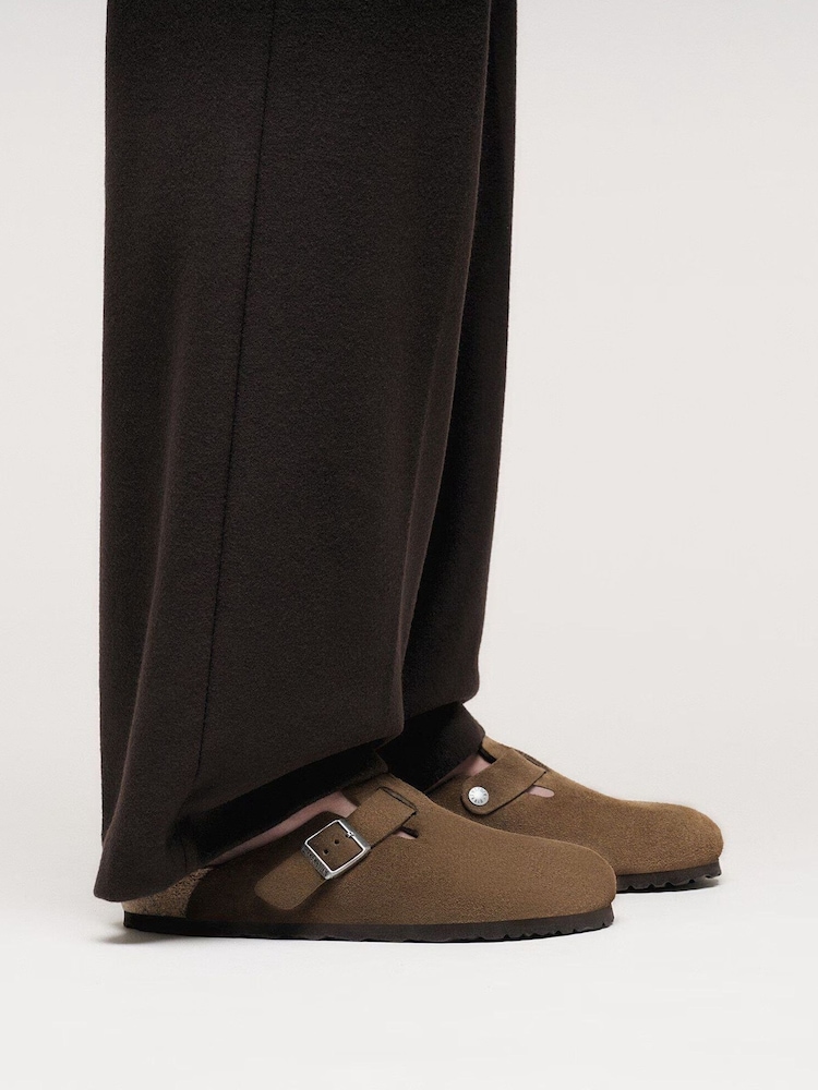 Birkenstock Brown Boston Suede Clogs - Image 1 of 6