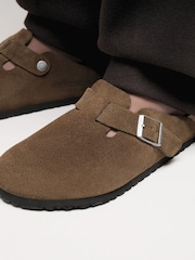 Birkenstock Brown Boston Suede Clogs - Image 2 of 6