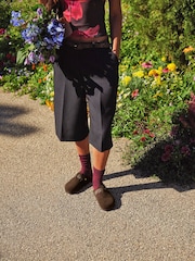 Birkenstock Brown Boston Suede Braided Clogs - Image 1 of 2