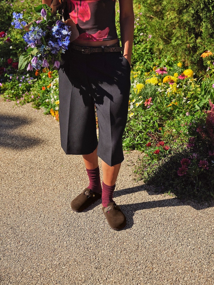 Birkenstock Brown Boston Suede Braided Clogs - Image 1 of 2 Birkenstock Brown Boston Suede Braided Clogs - Image 1 of 2