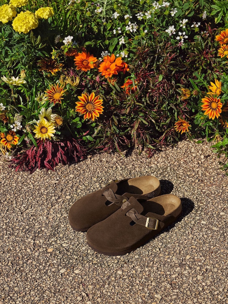 Birkenstock Brown Boston Suede Braided Clogs - Image 2 of 2 Birkenstock Brown Boston Suede Braided Clogs - Image 2 of 2