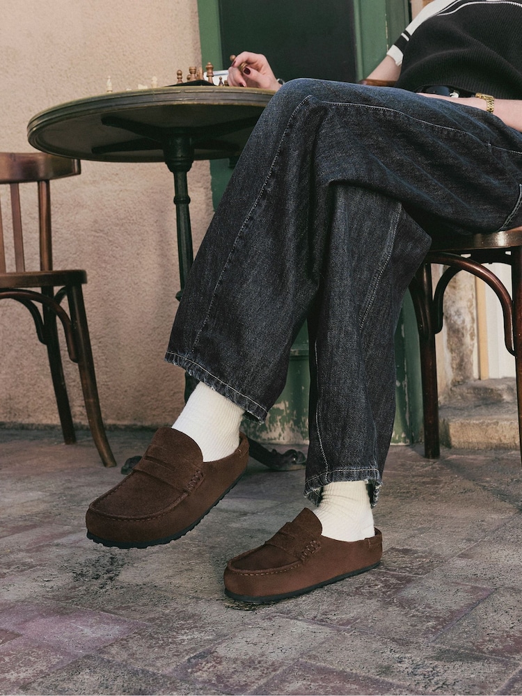 Next：日本 ブラウン - Birkenstock Naples ラップ スエード バック 