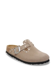 Birkenstock Taupe Brown Boston Suede Rivet Clogs - Image 2 of 3