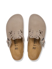 Birkenstock Taupe Brown Boston Suede Rivet Clogs - Image 3 of 3