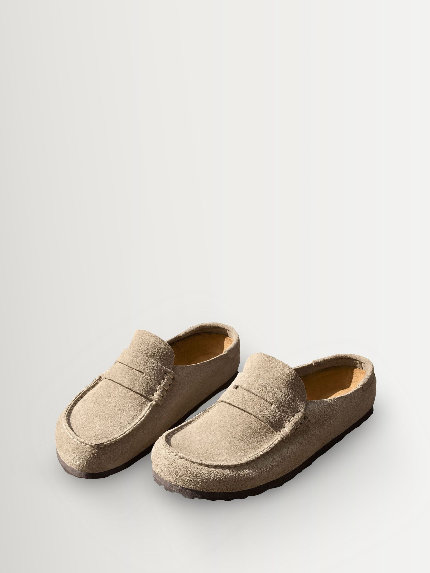 Buy Birkenstock Taupe Brown Naples Suede Backless Loafers from