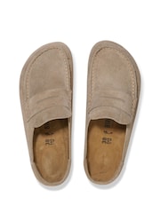 Birkenstock Taupe Brown Naples Suede Backless Loafers - Image 5 of 5