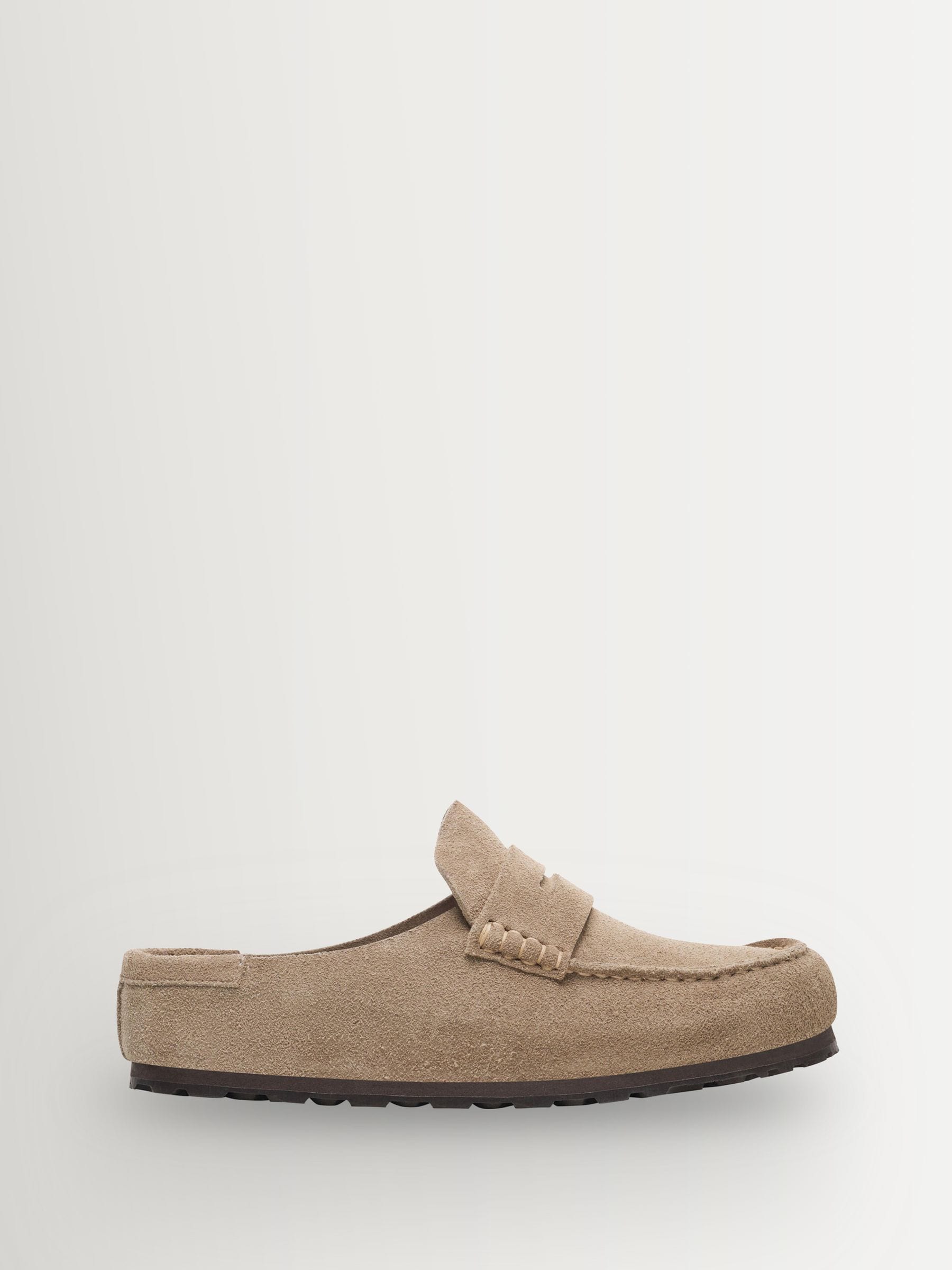 Buy Birkenstock Taupe Brown Naples Suede Backless Loafers from