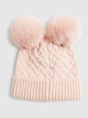 River Island Pink Double Pom Beanie - Image 1 of 2