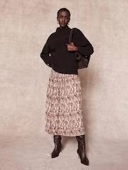 Mint Velvet Brown Brown Snake Print Midi Skirt - Image 2 of 7